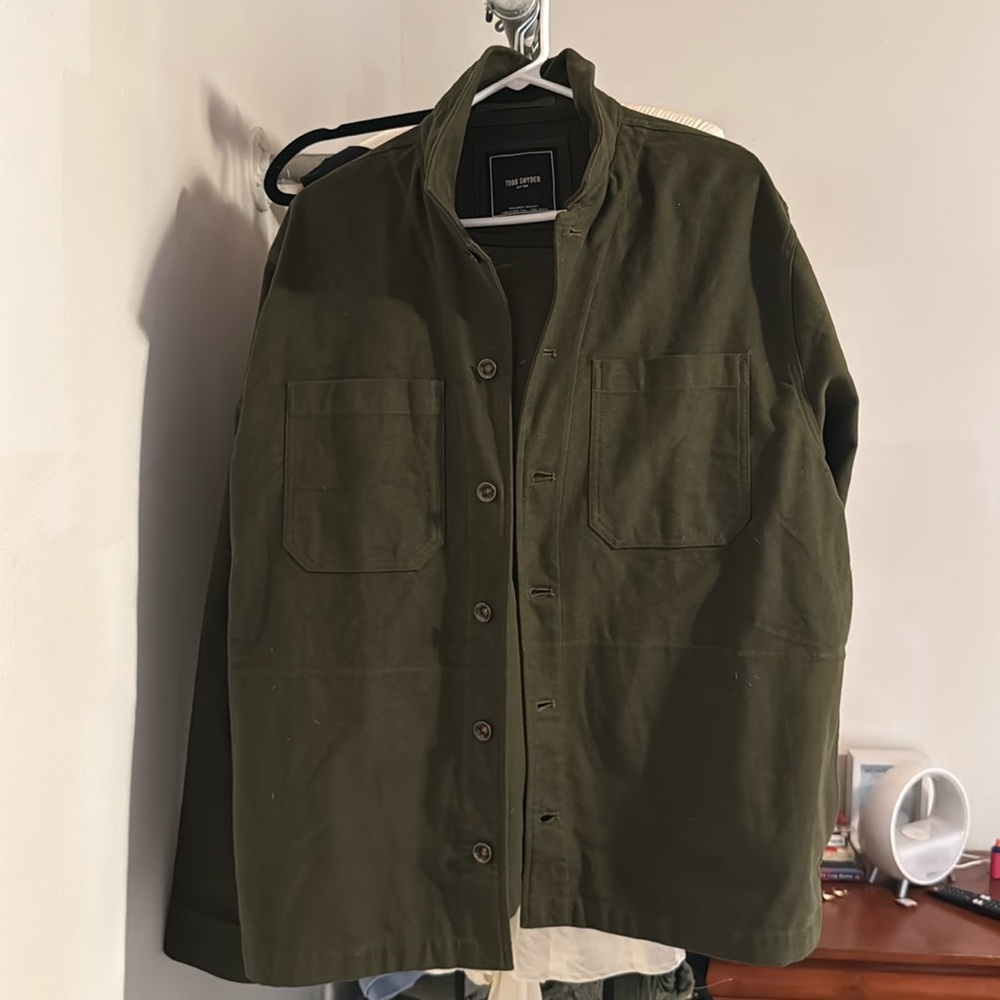 Todd snyder moleskin/cotton (feels like suede) Olive Green military jacket.